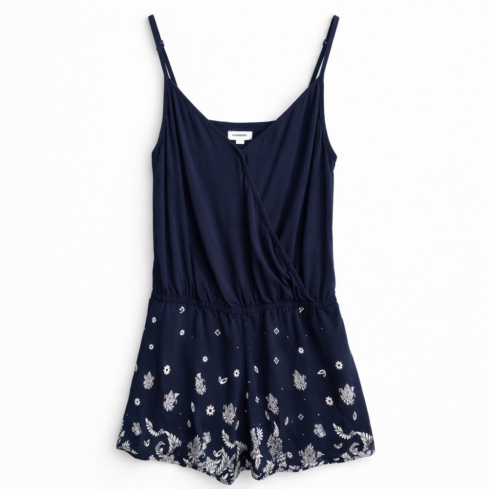 Garage Boho Shorts Romper Summer Festival Beach Resort Vacation Floral Navy M